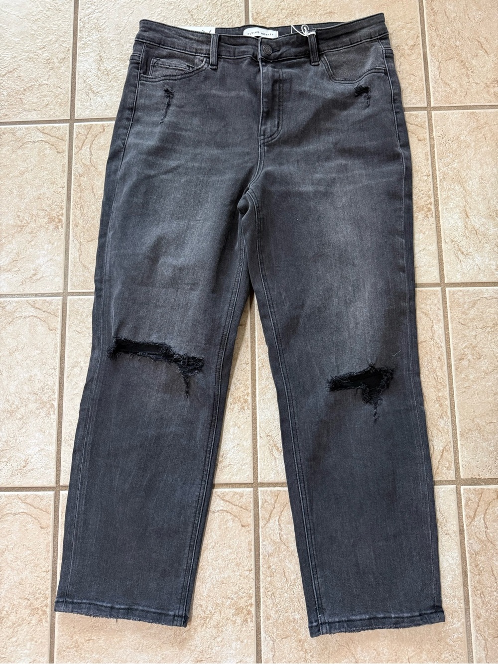 NWT Flying Monkey Women’s 31 Distressed Black Jeans